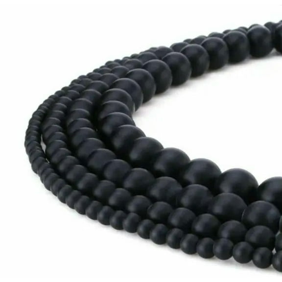 EOEMY Matte Frosted Top Crystal Glass Round Inside Ab Beads 6mm 8mm 10mm 12mm 15"-Matte Black-8mm