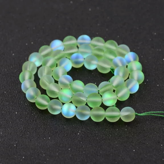 EOEMY Matte Mystic Aura Quartz Gemstone Loose Beads Holographic Quartz Diy Bracelets-Green-6mm