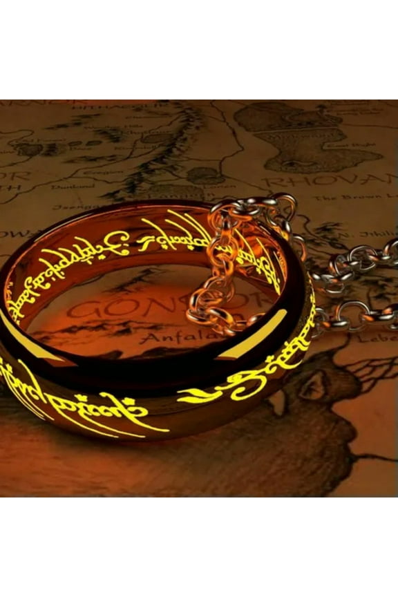 Men Gold Lord Of The Rings The One Ring Lotr Stainless Steel Necklace Size 6-12-Gold-12