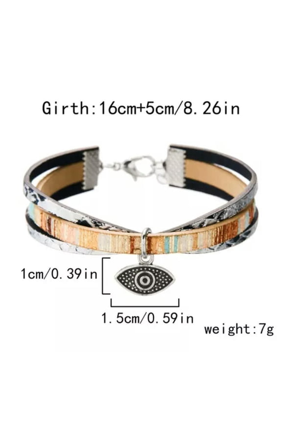 Men Good Luck Evil Eye Multilayer Leather Bracelet Bangle Women Jewelry Gift-Evil Eye