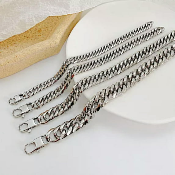 EOEMY Men'S Chain 9/11/13/16/19/21mm Stainless Steel Silver Curb Cuban Link Bracelet-16mm-9 Inches Bracelet