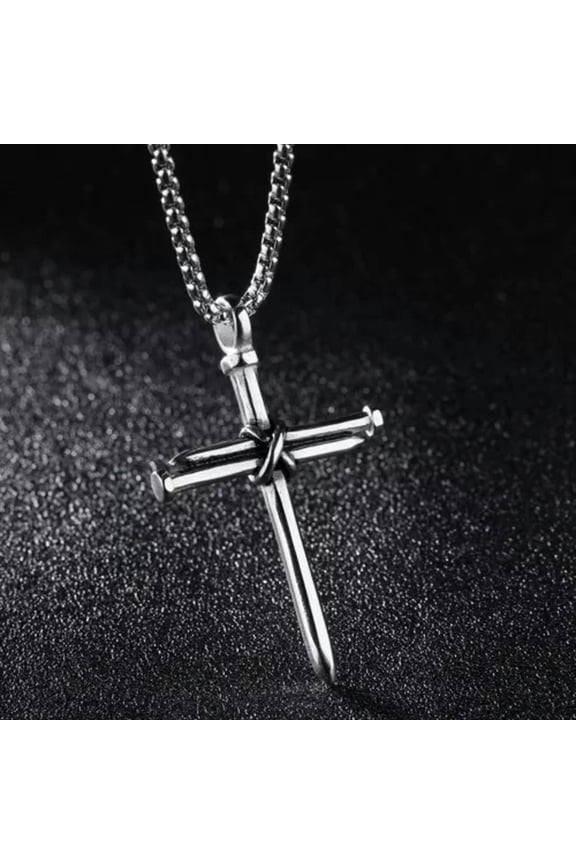 Men'S Christ Jesus Nail Rope Cross Pendant Necklace Christian Jewelry Chain