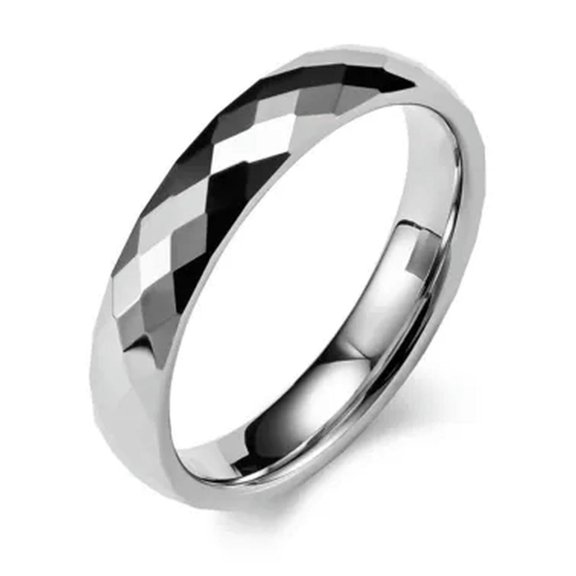 EOEMY Men'S Rhombus Band Tungsten Steel Wedding Ring Size 6-12 Black/Silver/Rose Gold