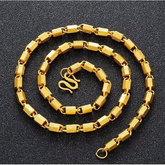 EOEMY Men'S Solid Chain 22K 23K 24K Thai Baht Gold Filled Yellow Gp Necklace 24"99G