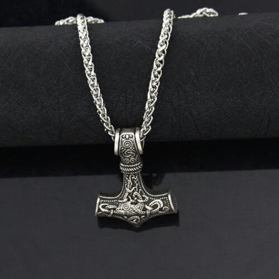 EOEMY Men'S Stainless Steel Norse Viking Thor Hammer Mjolnir Pendant Necklace-#1