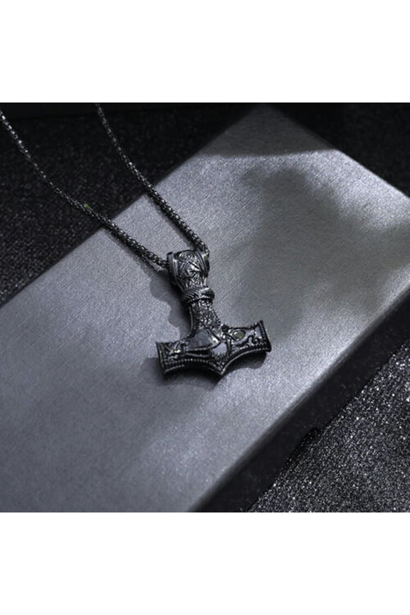 Men'S Stainless Steel Norse Viking Thor Hammer Mjolnir Pendant Necklace-#2