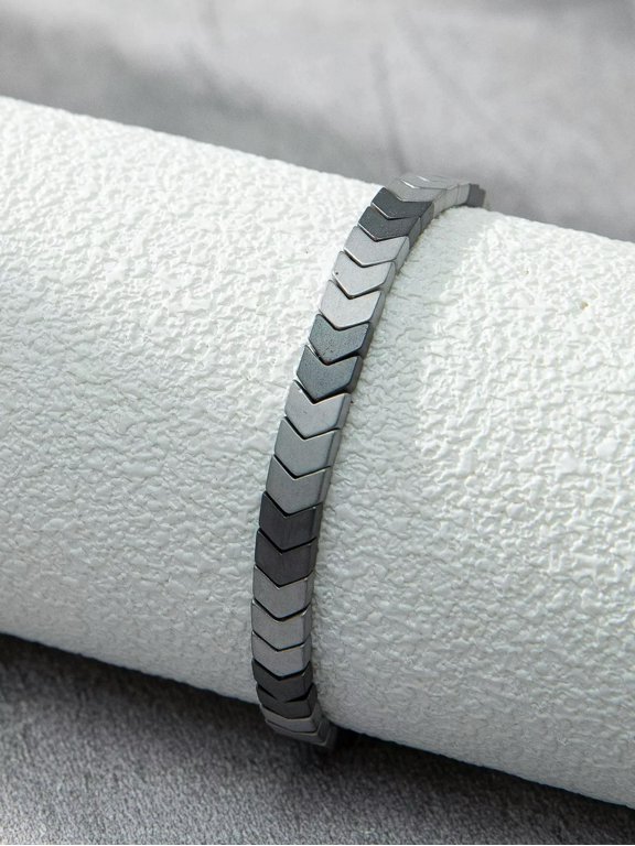Men Two Tone Arrow Shaped Beaded Bracelet Women Bracelet Stackable Bracelet-Default