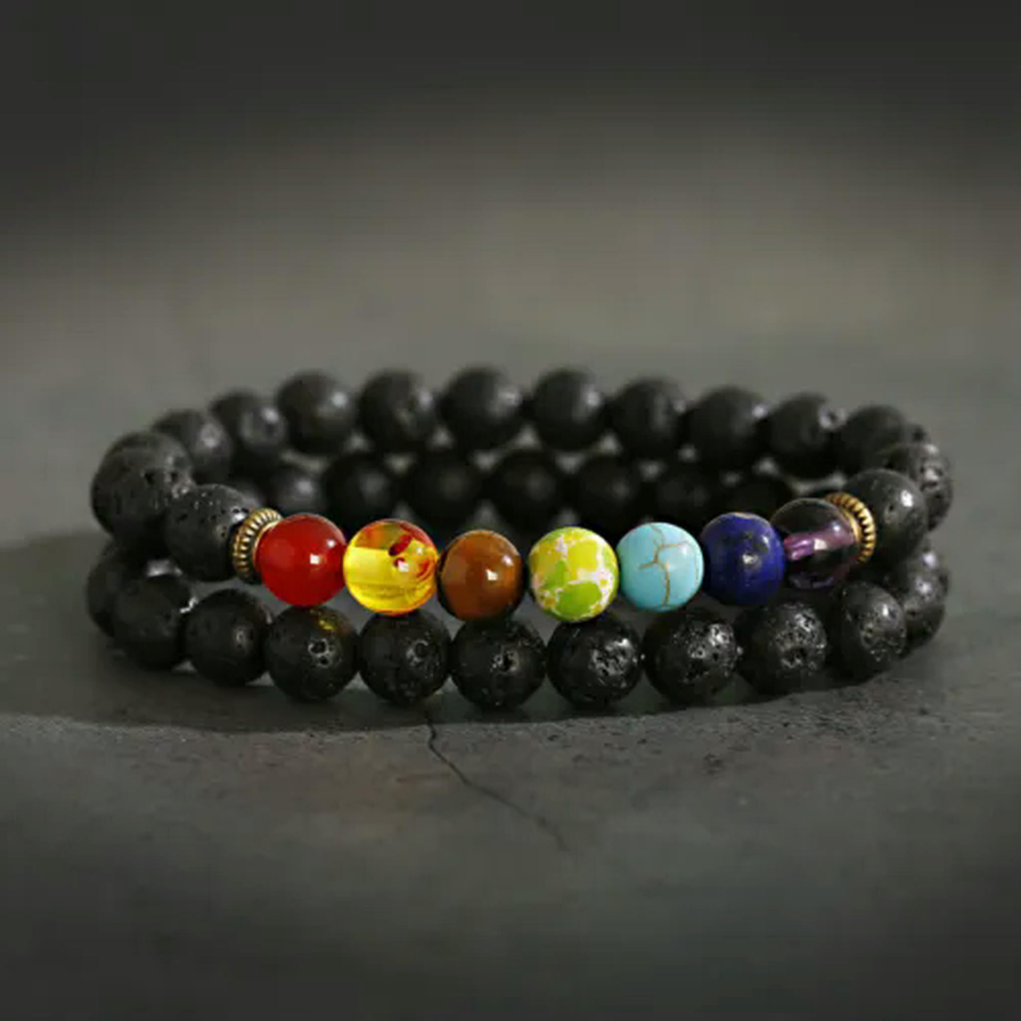 EOEMY Men Women 8mm Black Onyx Lava Stone Yoga Mala Beaded Charm Chain ...