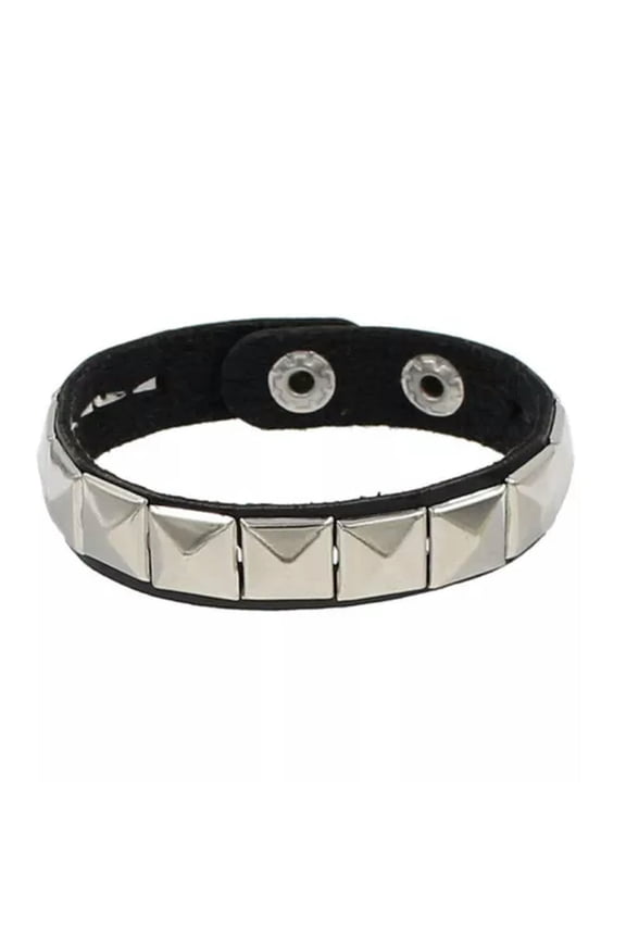 Men Women Spike Studded Rivet Bracelet Punk Goth Biker Wide Leather Wristband-Single-Layer Bracelet