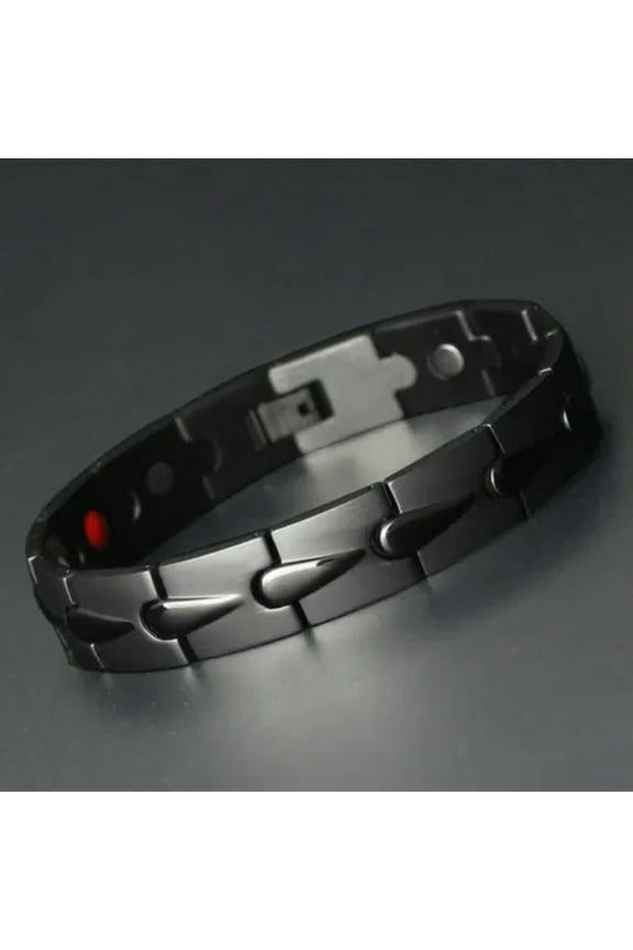 Mens Black Titanium Therapy Energy Bracelet 4-Elements Powerful Magnets Bangle