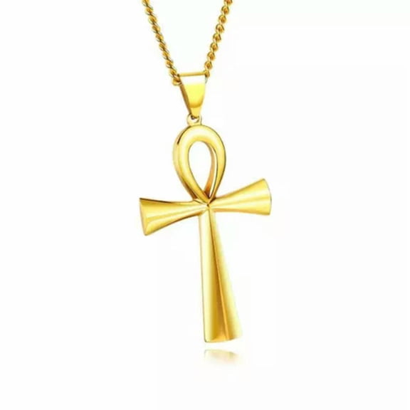 EOEMY Mens Metal Chain Cross Pendant Religion Crucifix Necklace Personality Jewelry *-Gold