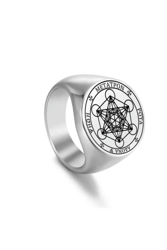 Metatron’S Cube Ring Vintage Sacred Geometry Spiritual Protection Amulet Ring
