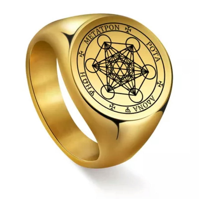 EOEMY Metatron’S Cube Ring Vintage Sacred Geometry Spiritual Protection ...