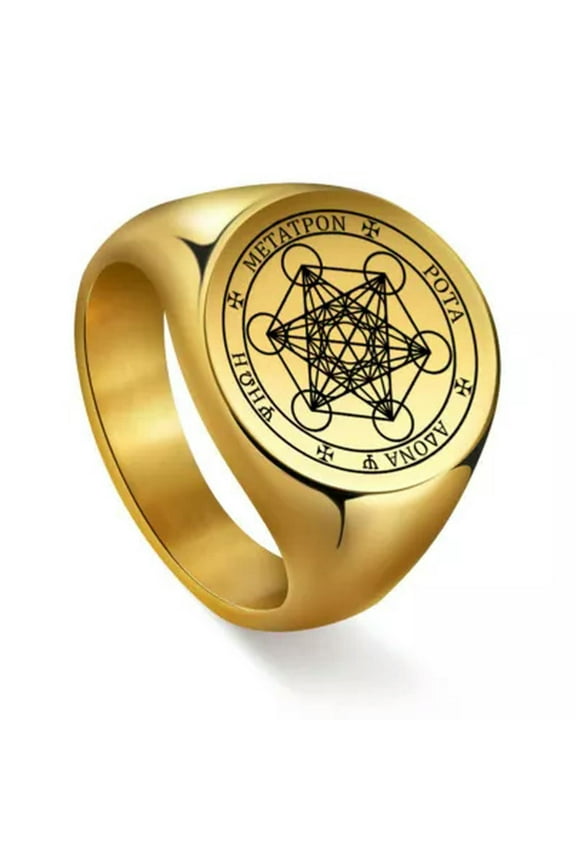 Metatron’S Cube Ring Vintage Sacred Geometry Spiritual Protection Amulet Ring