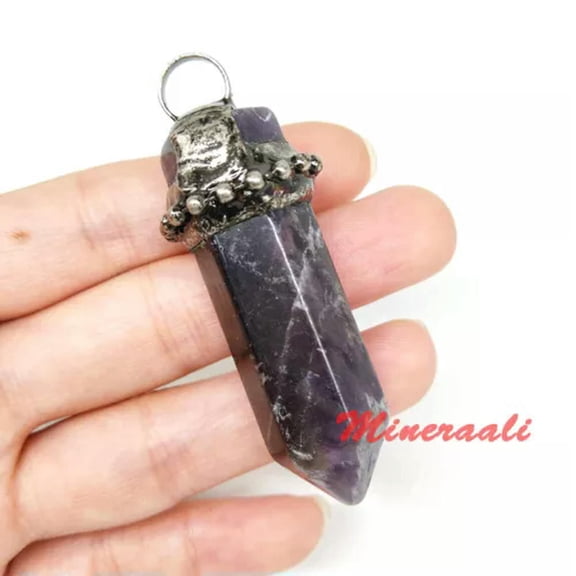 EOEMY Mineraali Amethyst Crystal Rose Quartz Hexagonal Point Pendant Chakra Healing-Amethyst