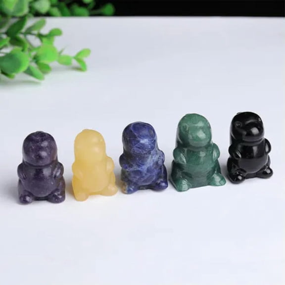 EOEMY Mini Natural Hand Carved Crystal Dinosaur Stone Quartz Healing Reiki Decor Craft-Obsidian-1Pc (Random Pick)