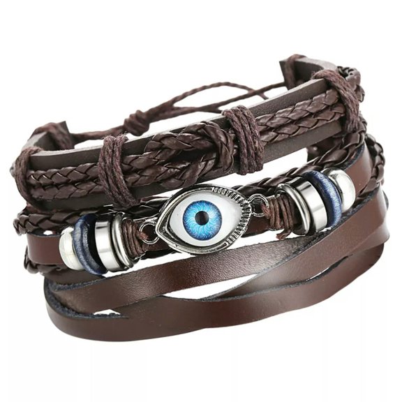 EOEMY Multilayer Leather Bracelet Braided Rope Bracelets European American Miss
