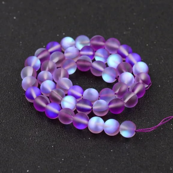 EOEMY Mystic Aura Quartz Gemstone Loose Beads Holographic Quartz Diy Bracelets Jewelry-Purple Red-8mm