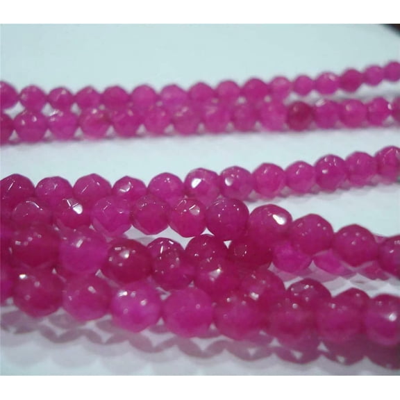 EOEMY Natural 4mm Faceted Brazilian Rose Red Ruby Round Gemstone Loose Beads 15" 2Pcs