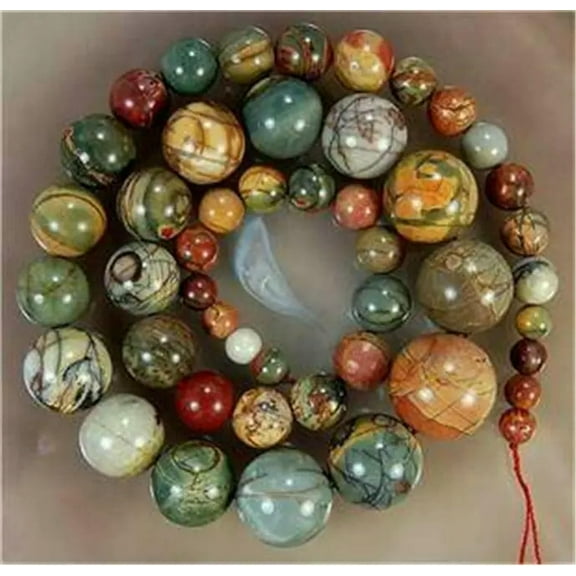 EOEMY Natural 6-14mm Multicolor Picasso Jasper Beads Necklace Aaa##Qf504