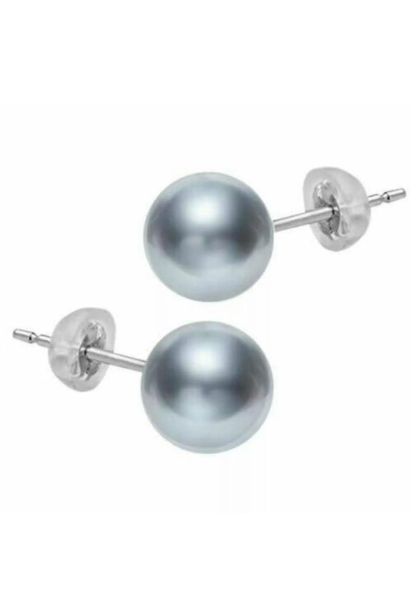 Natural 8mm Argent Round Southsea Baroque Pearl 925 Silver Earrings 2022