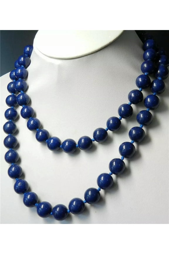 Natural 8mm Dark Blue Egyptian Lapis Lazuli Round Gems Beads Necklace 36"