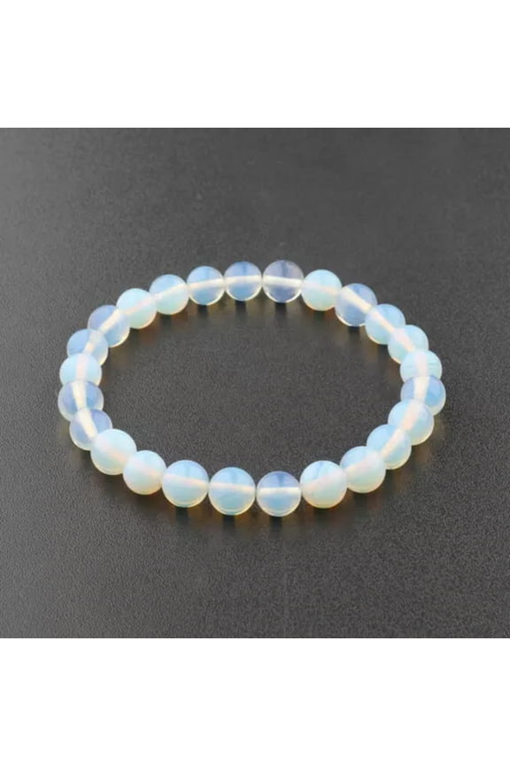 Natural 8mm Lake Blue Gemstone Bracelet Men Women Healing Stone Chakra Jewelry-Opalite