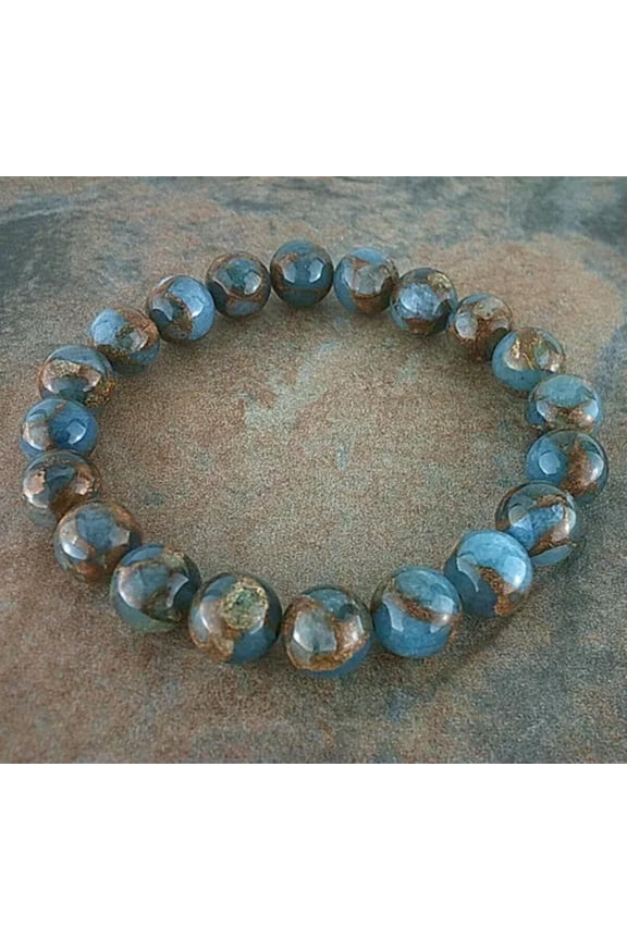 Natural 8mm Lake Blue Gemstone Bracelet Men Women Healing Stone Chakra Jewelry-Tiger Eye&Amp;Matte Agate
