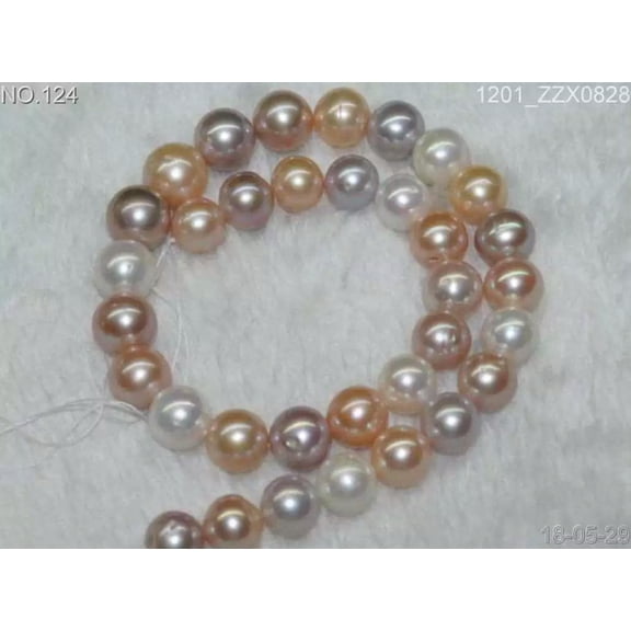 EOEMY Natural Aaa 9-10mm Multicolor Round Freshwater Pearls Loose Beads 16"