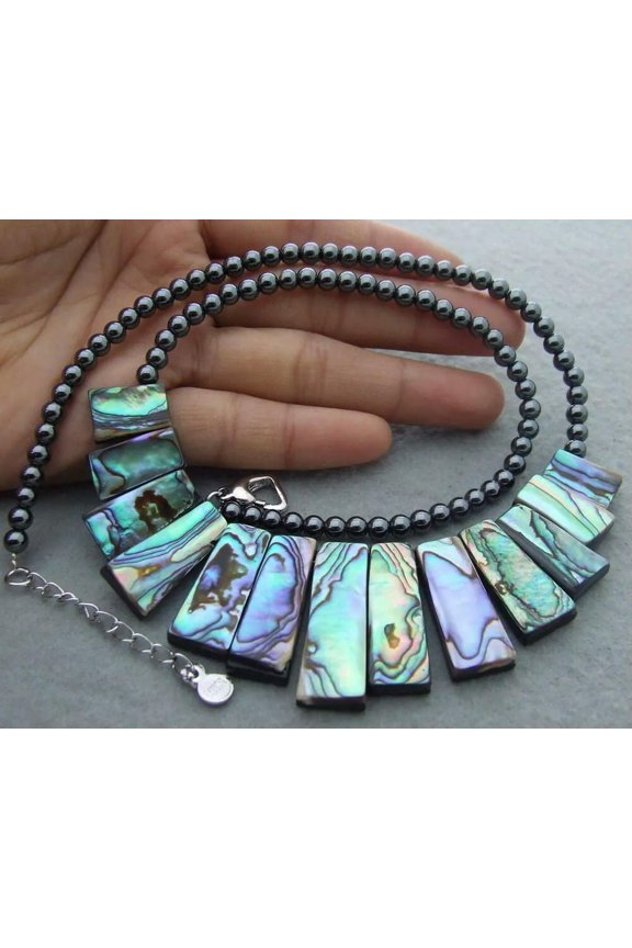 Natural Abalone Shell Hematite Necklace