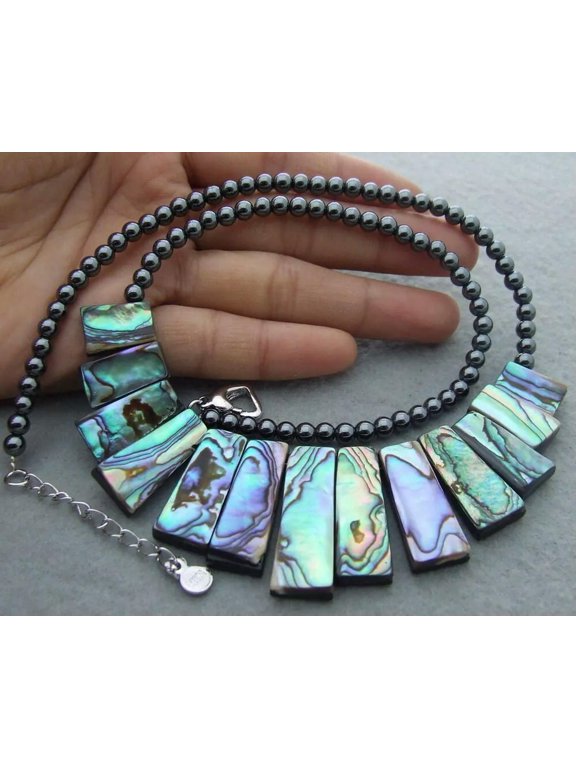 Natural Abalone Shell Hematite Necklace