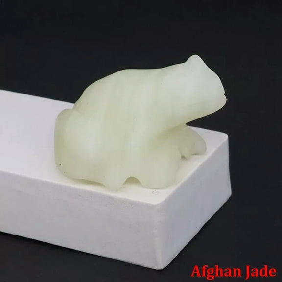 EOEMY Natural Afghan Jade Quartz Crystal Carved Lucky Frog Gem Statue Reiki Specimens