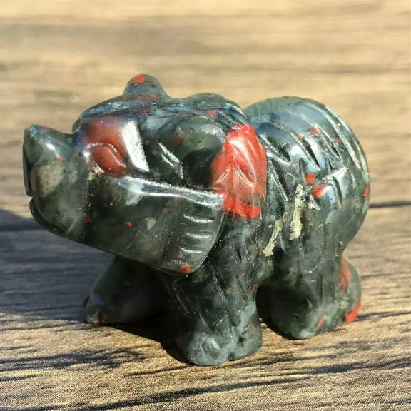 EOEMY Natural African Bloodstone Quartz Crystal Gem Carved Polar Bear Mini Vivid Decor