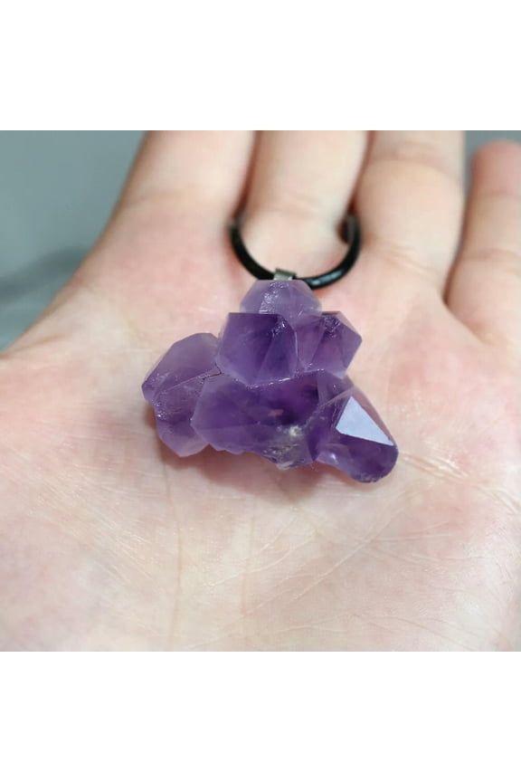 Natural Amethyst Cluster Pendant Quartz Crystal Healing Chakra Gemstone Necklace