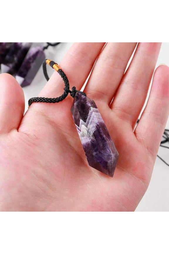Natural Amethyst Pendant Chakra Quartz Crystal Healing Necklace Rock Stone