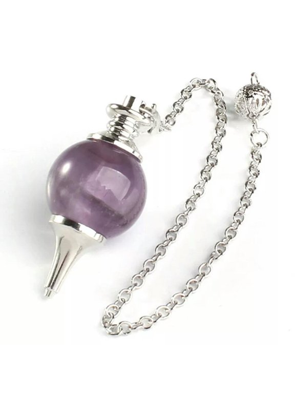 Natural Amethyst Pendulum Pendant Dowsing Bead Quartz Crystal Reiki Healing Gem