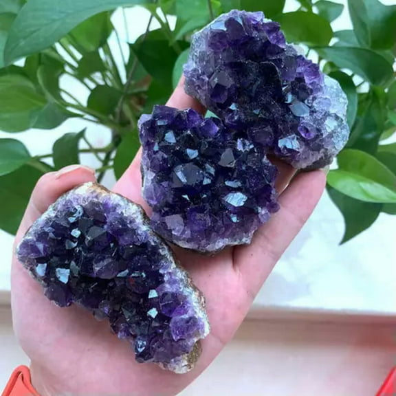 EOEMY Natural Amethyst Quartz Crystal Cluster Rough Stone Druzy Geode Specimen Healing-Around 60-80G