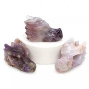 EOEMY Natural Amethyst Quartz Crystal Lifelike Dragon Head Skull Figurine Gift