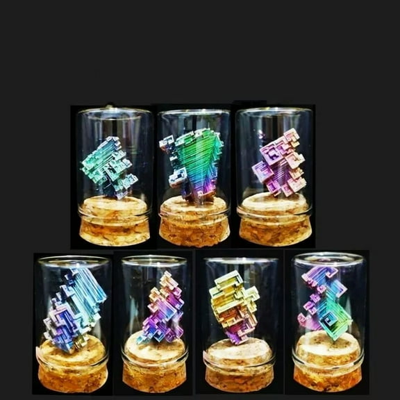 EOEMY Natural Bismuth Stone Landscape Display Bottle Quartz Crystal Cluster Ornament