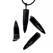 EOEMY Natural Quartz Black Obsidian Stone Bullet Crystal Reiki Chakra Pendant Necklace