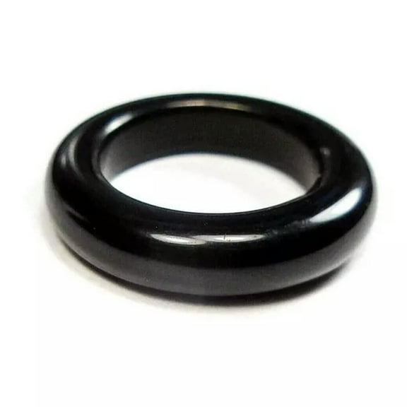 EOEMY Natural Black Obsidian Stone Quartz Crystal Agate Round Finger Band Rings Chakra