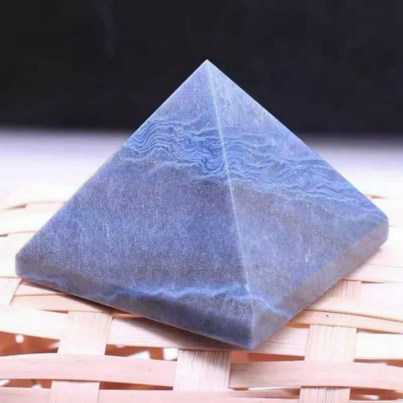 EOEMY Natural Blue Aventurine Jade Orgone Stone Pyramid Quartz Crystal Tower Healing