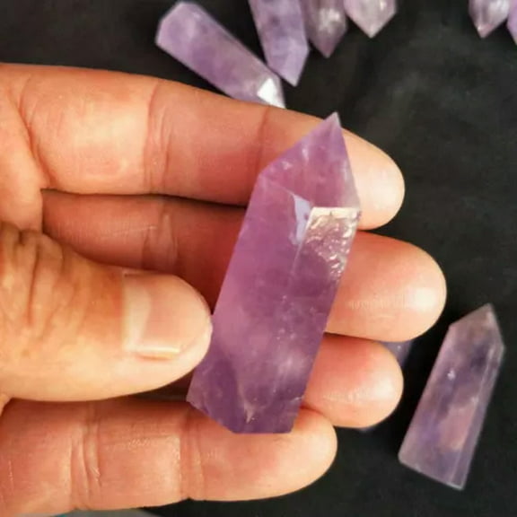 EOEMY Natural Brazilian Amethyst Quartz Crystal Point Wand Obelisk Healing Rock -4-5Cm