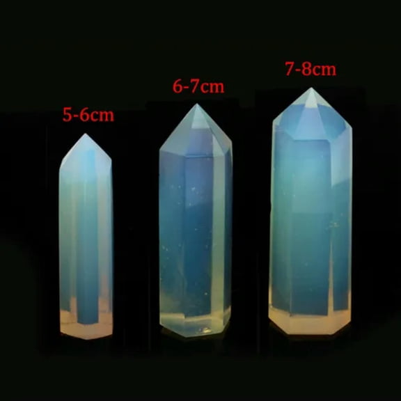EOEMY Natural Carved Opal Tower Quartz Obelisk Opalite Crystal Wand Point Healing Gift-5-6Cm