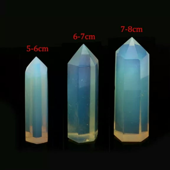 EOEMY Natural Carved Opal Tower Quartz Obelisk Opalite Crystal Wand Point Healing Gift-6-7Cm