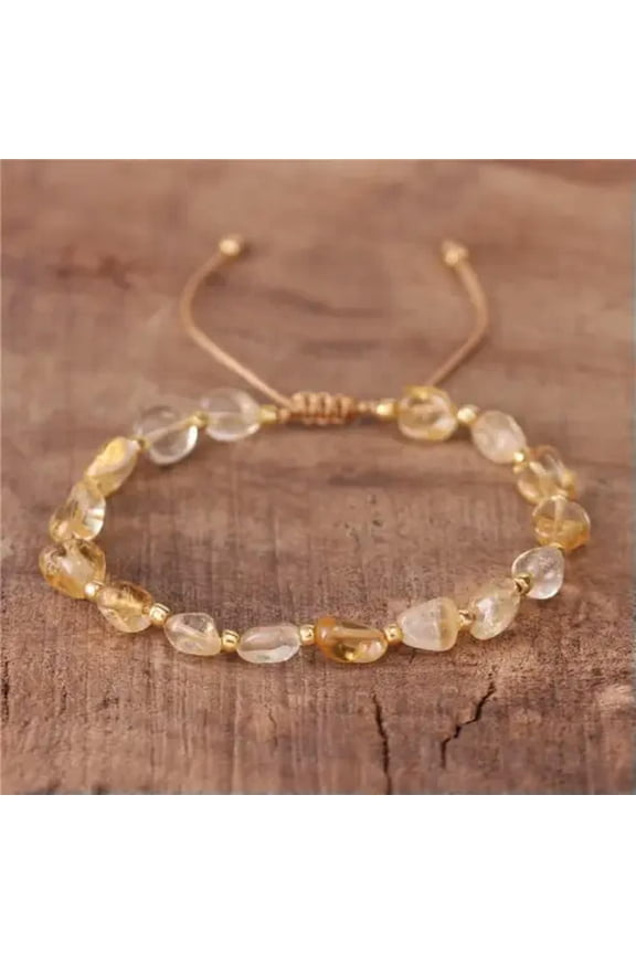 Natural Citrine Crystal Gemstone Handmade Healing Grounding Women Bracelet Gifts