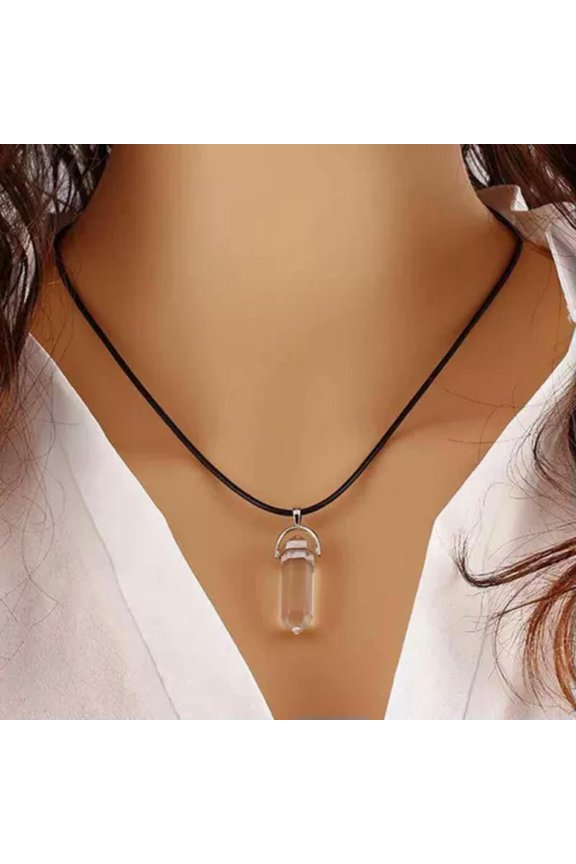 Natural Citrine Fluorite Amethyst Clear Quartz Crystal Point Wand Healing Stone-30-40mm-Clear Quartz Dt Pendant