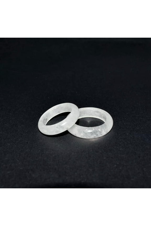 Natural Clear Quartz Crystal Agate Round Finger Band Rings Healing Gemstone Gift