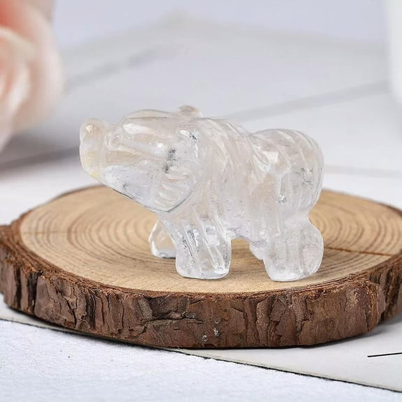 EOEMY Natural Clear Quartz Crystal Carved Polar Bear Mini Vivid Animal Statue Ornament