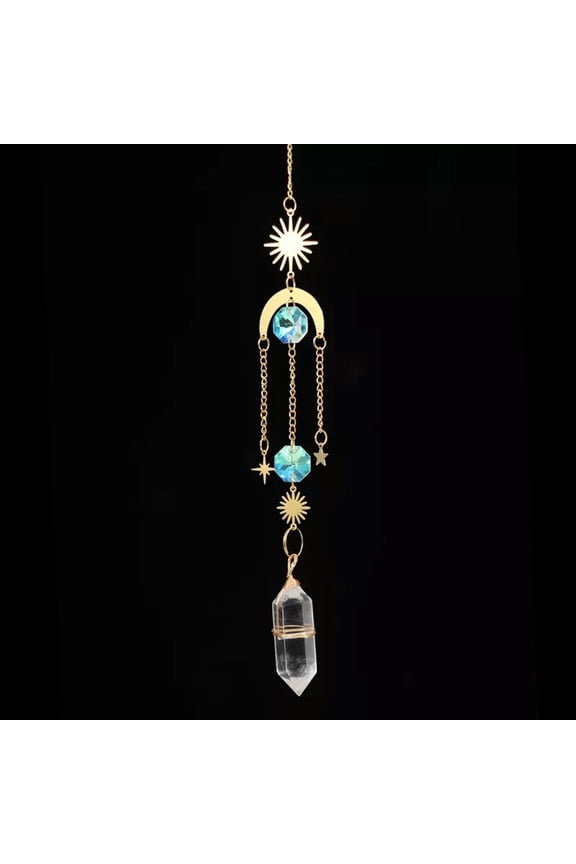 Natural Clear Quartz Crystal Point Wand Pendant Wind Chime Gems Pendulum Chakra